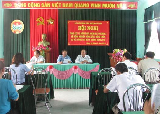 Hội Nông dân huyện Gio Linh tổ chức hội nghị tổng kết 10 năm thực hiện Nghị quyết 26 của BCHTW Đảng (khóa X) và sơ kết công tác Hội, phong trào nông dân 6 tháng đầu năm 2018